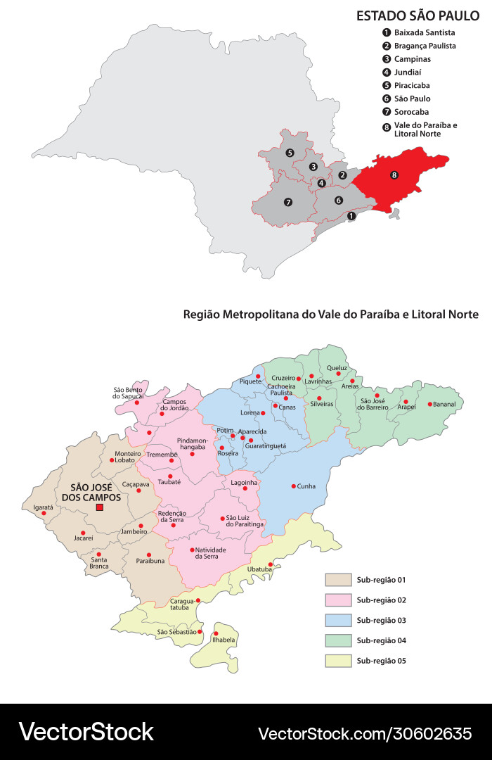 Region vale do paraiba e litoral norte map Vector Image