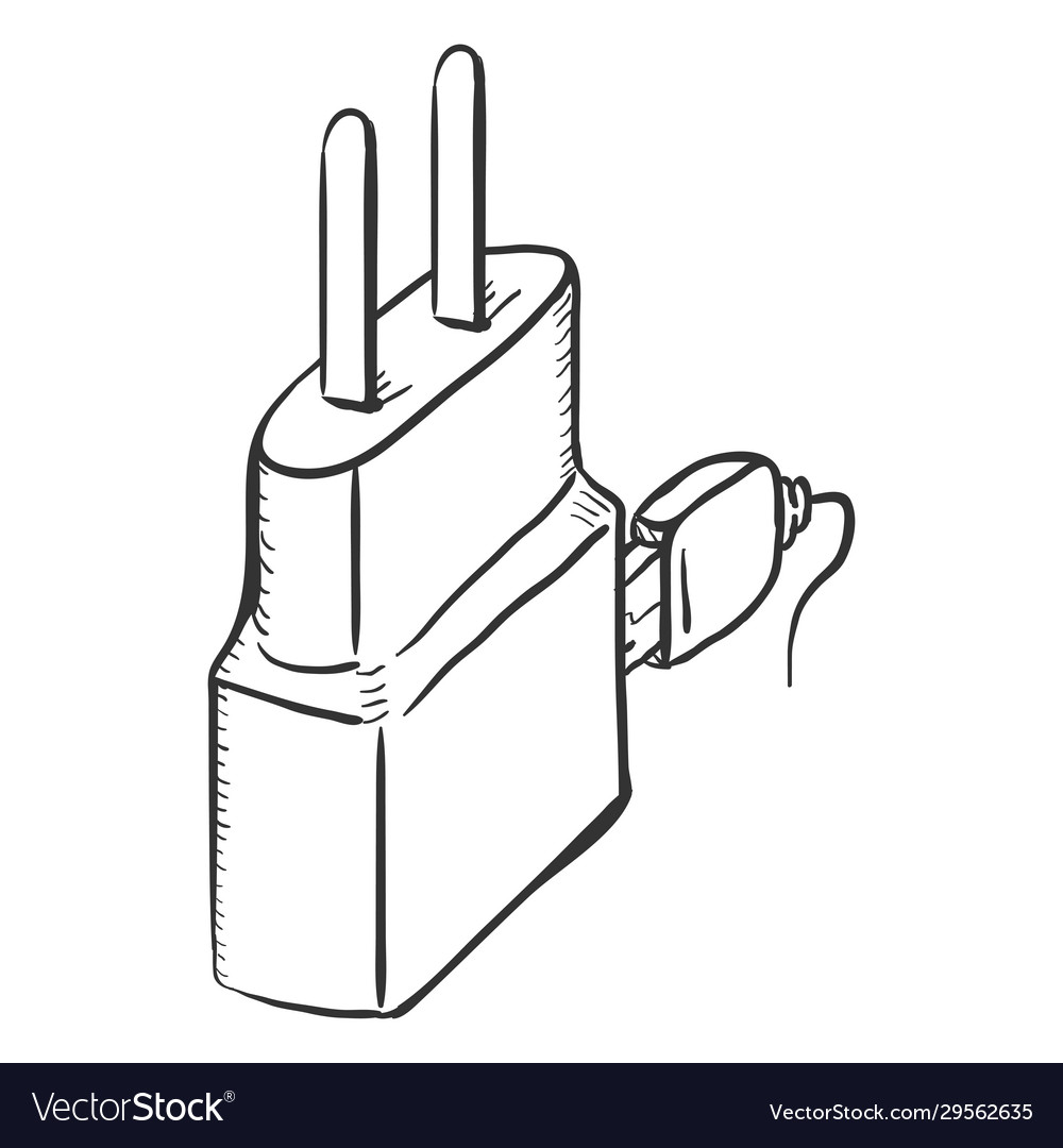 single-sketch-charger-for-mobile-phones-royalty-free-vector