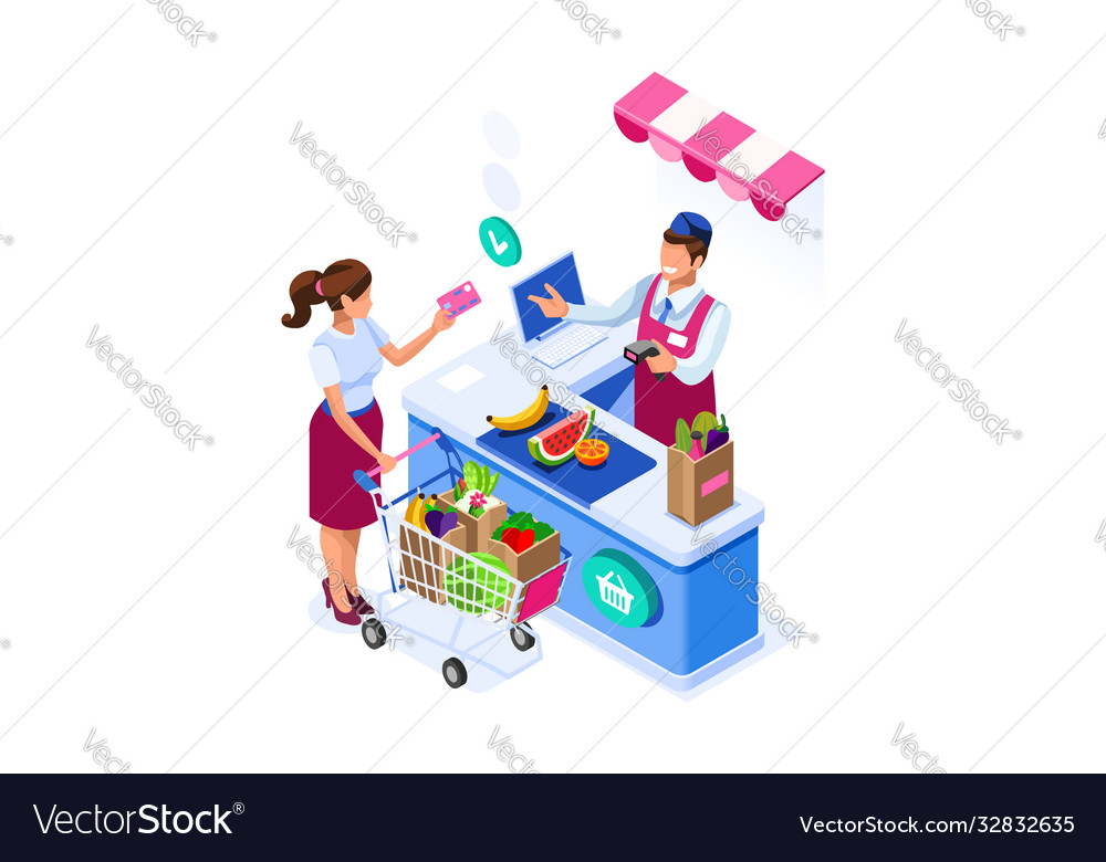 Supermarket buy concept goods Royalty Free Vector Image