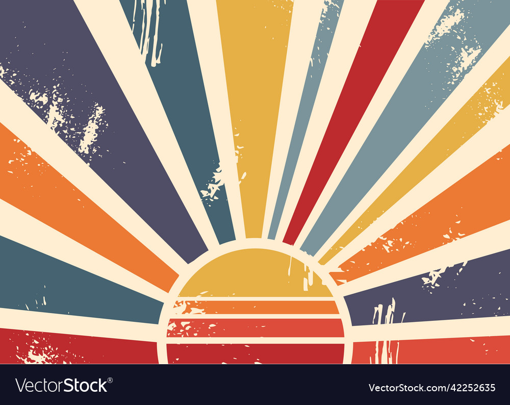 Vintage card sunrise grunge retro background Vector Image