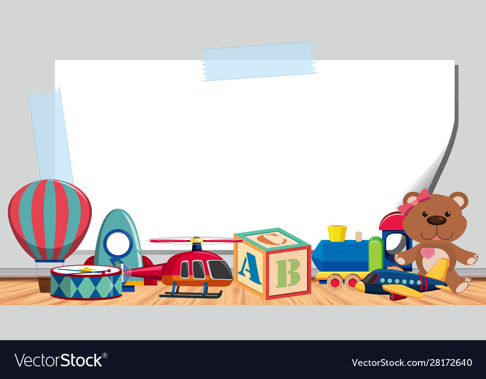 Border Template With Many Toys On Floor Royalty Free Vector