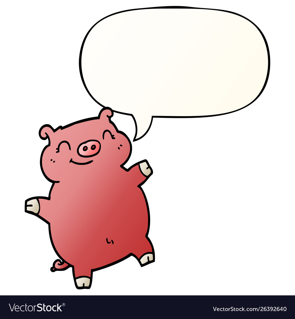 Cartoon pig and speech bubble in smooth gradient