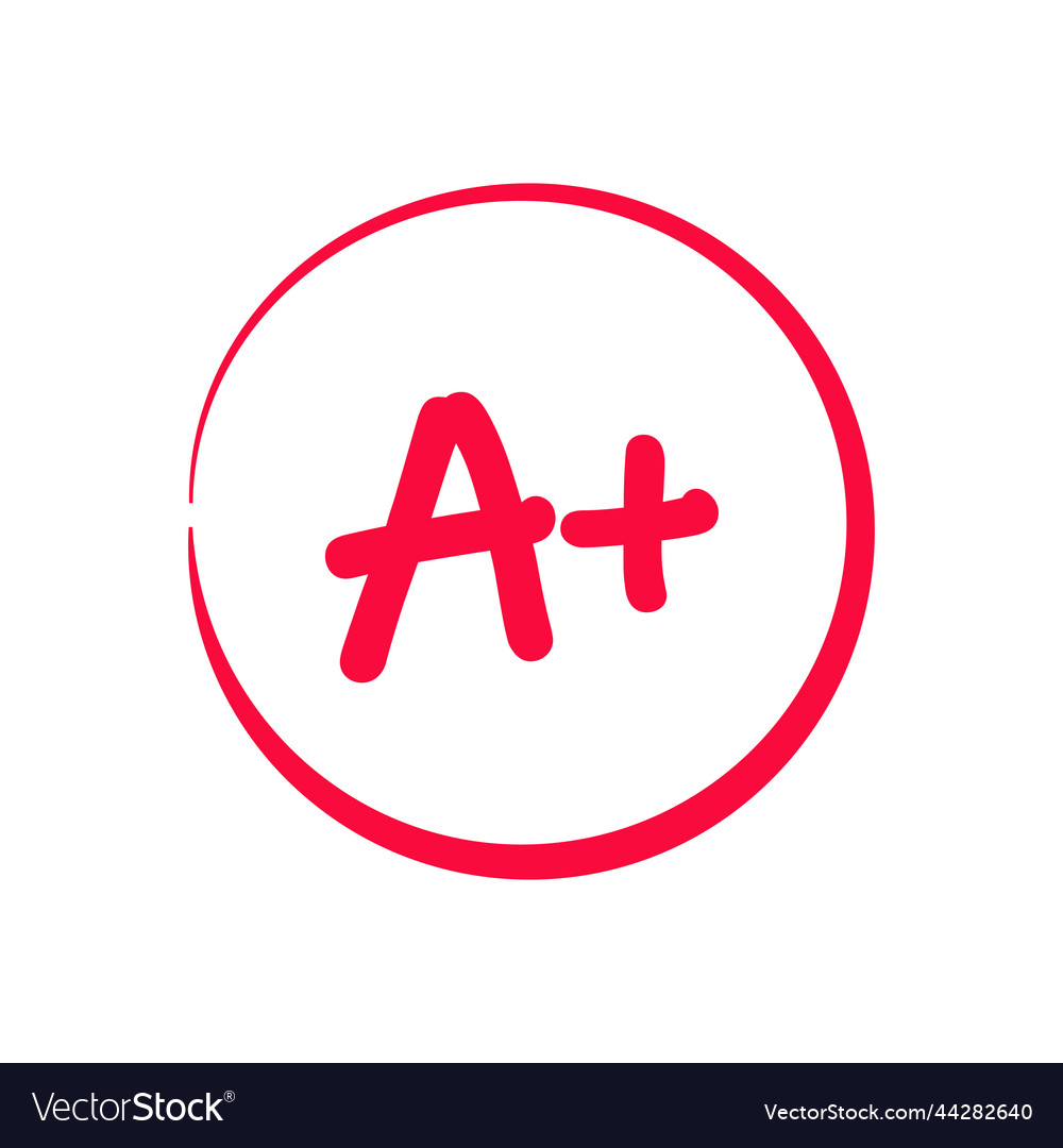 Grading System A Grades For School With Plus Vector Image