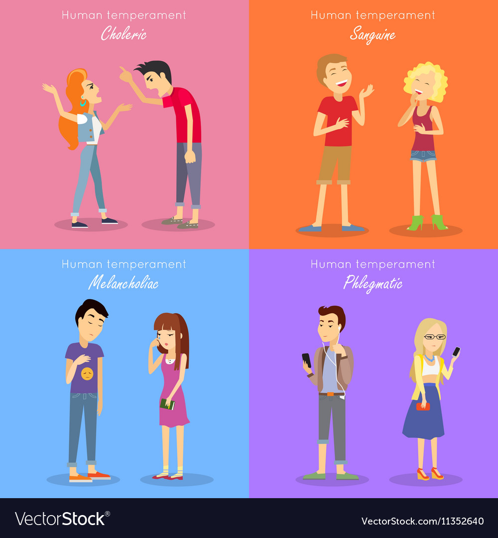 Human temperament fundamental personality types Vector Image