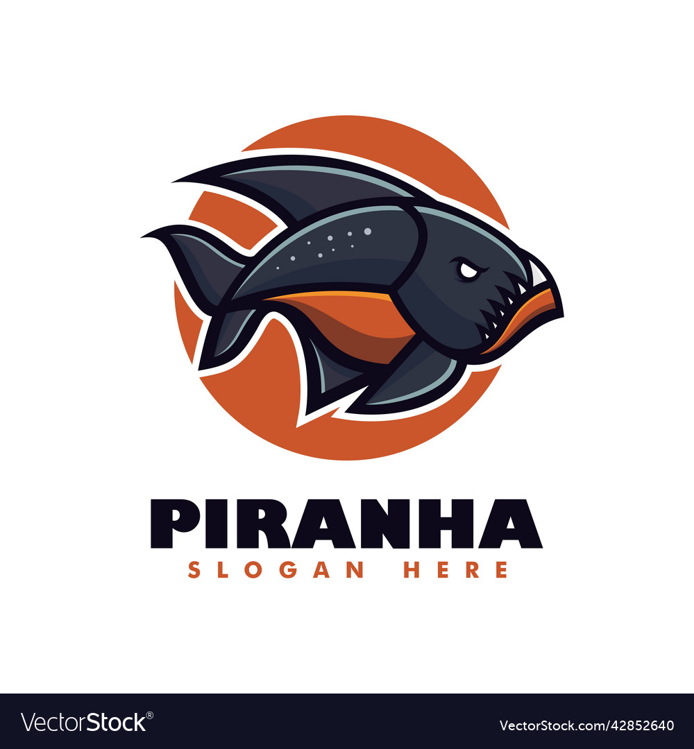 Logo Piranha Simple Mascot Style Royalty Free Vector Image