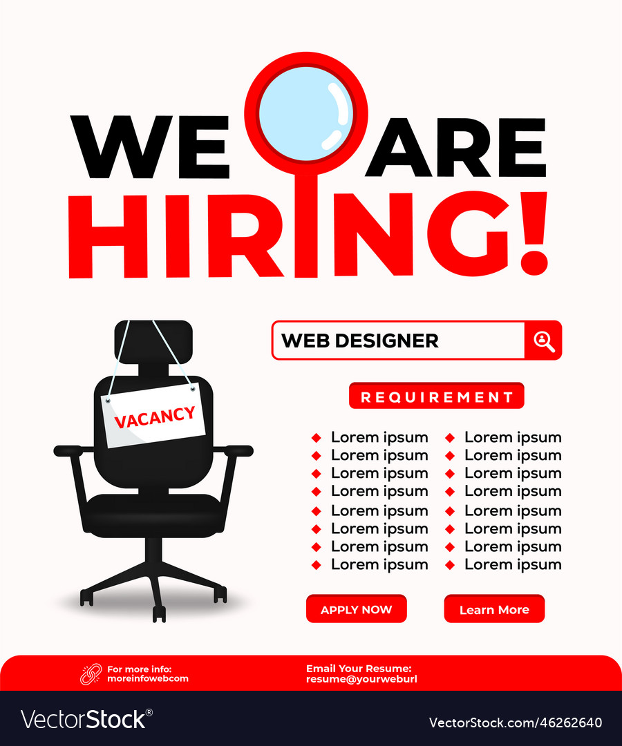 Were hiring banner design employee vacancy Vector Image