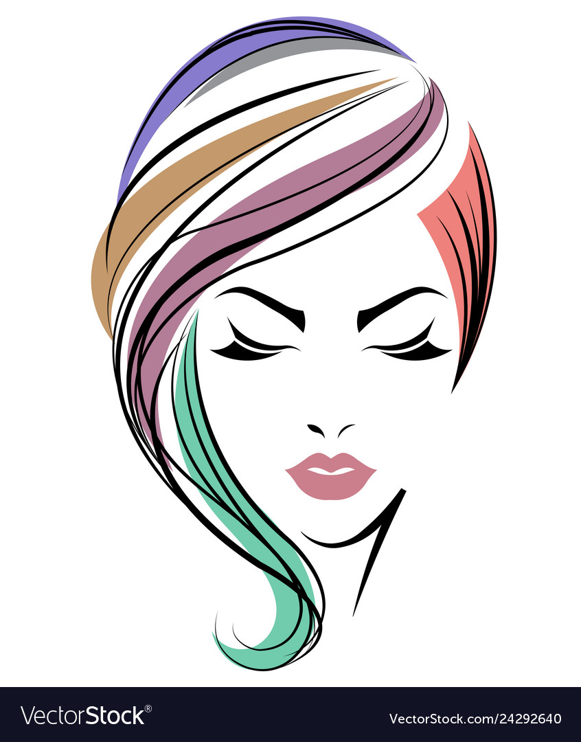 Women short hair style icon logo face Royalty Free Vector Women short hair style icon logo face Royalty Free Vector