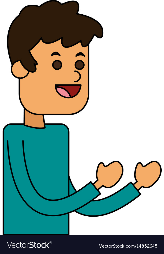 Color image cartoon half body guy with expressive Vector Image