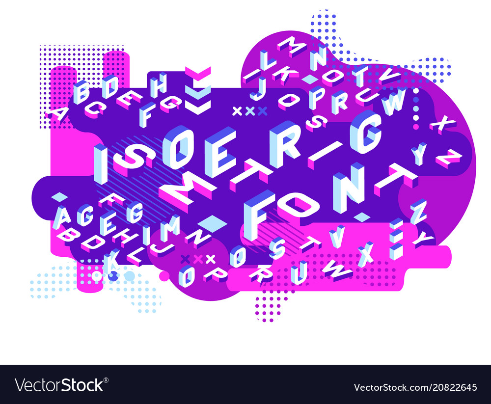 Colored letters memphis style isometric