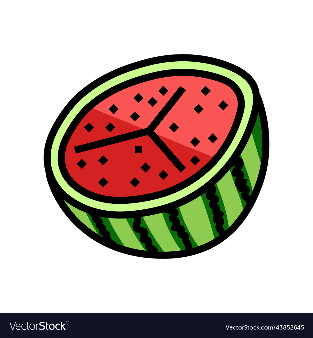 Cut ripe watermelon color icon