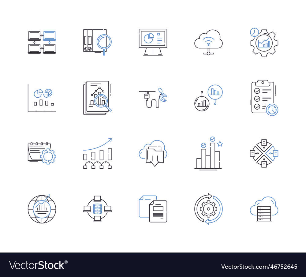 Data and computer outline icons collection data Vector Image