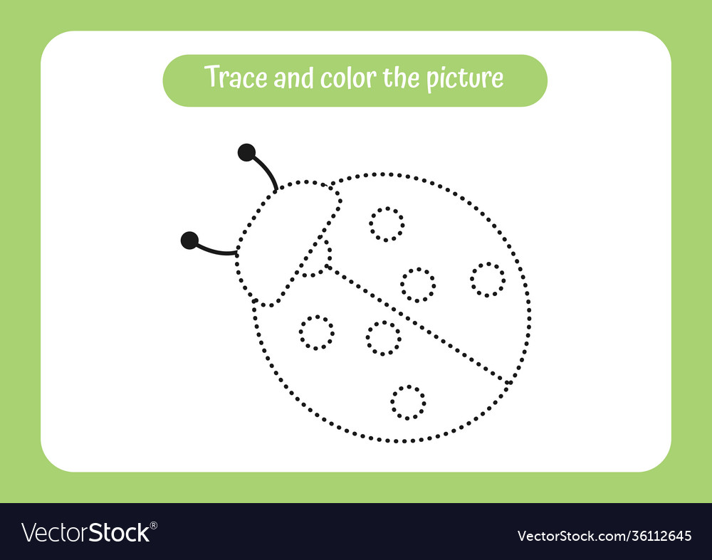 Ladybug trace and color picture educational Vector Image