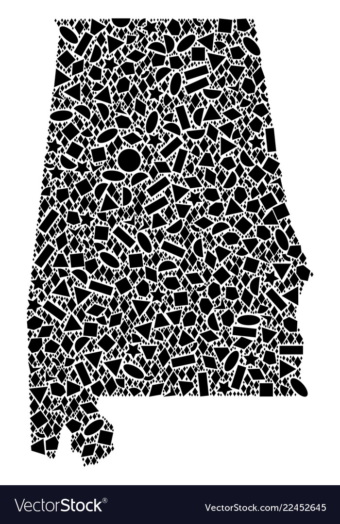 Mosaic map of alabama state geometric figures