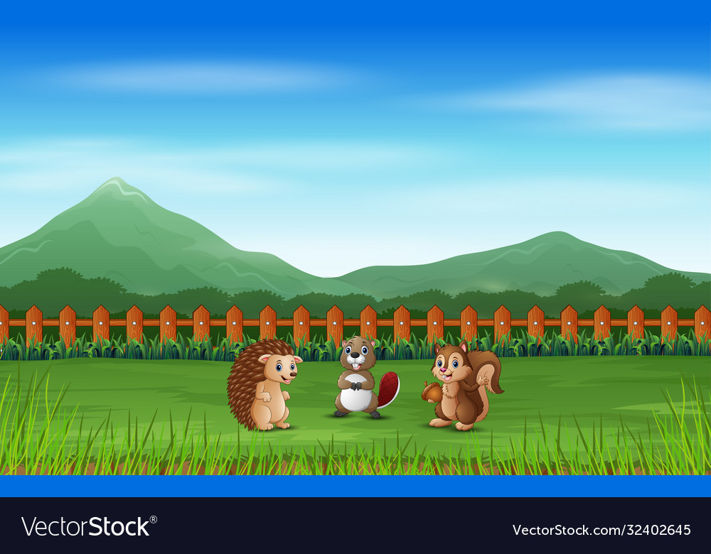 Scene with many animal in green field