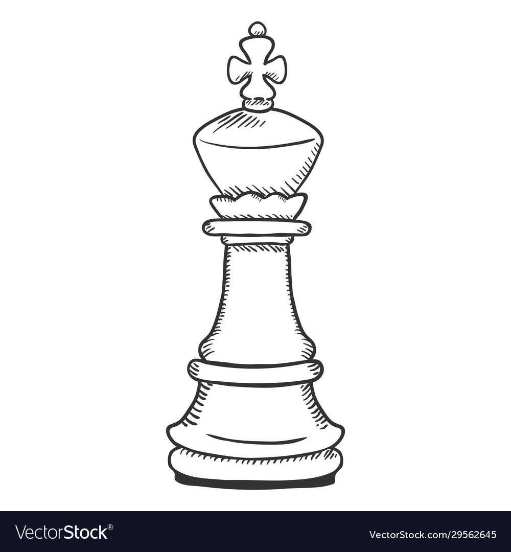 Single sketch - chess king figure