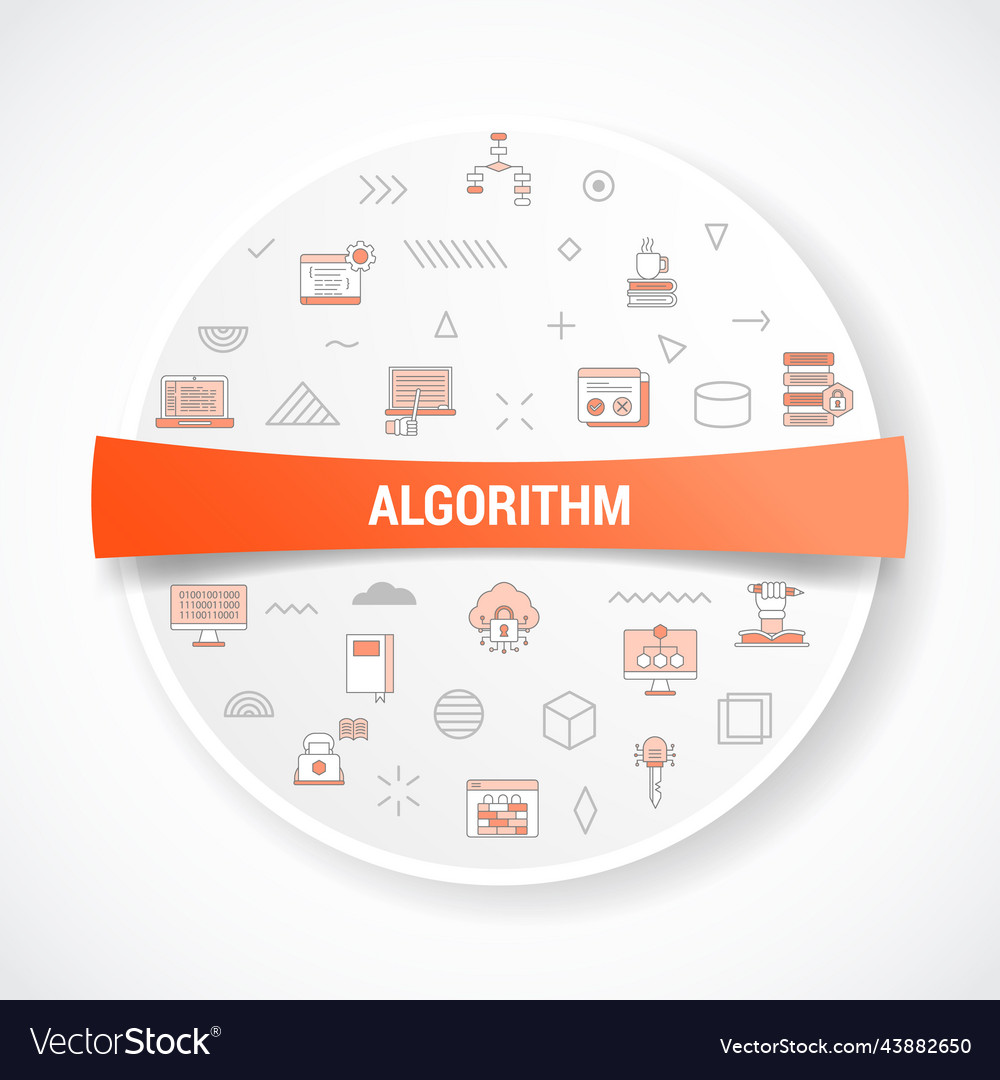 Algorithm concept with icon concept with round Vector Image