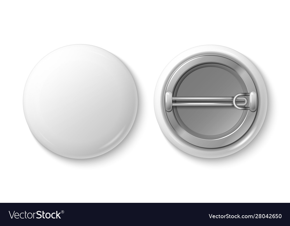 Download Button Pin Badge White Blank Badge Mockup Vector Image