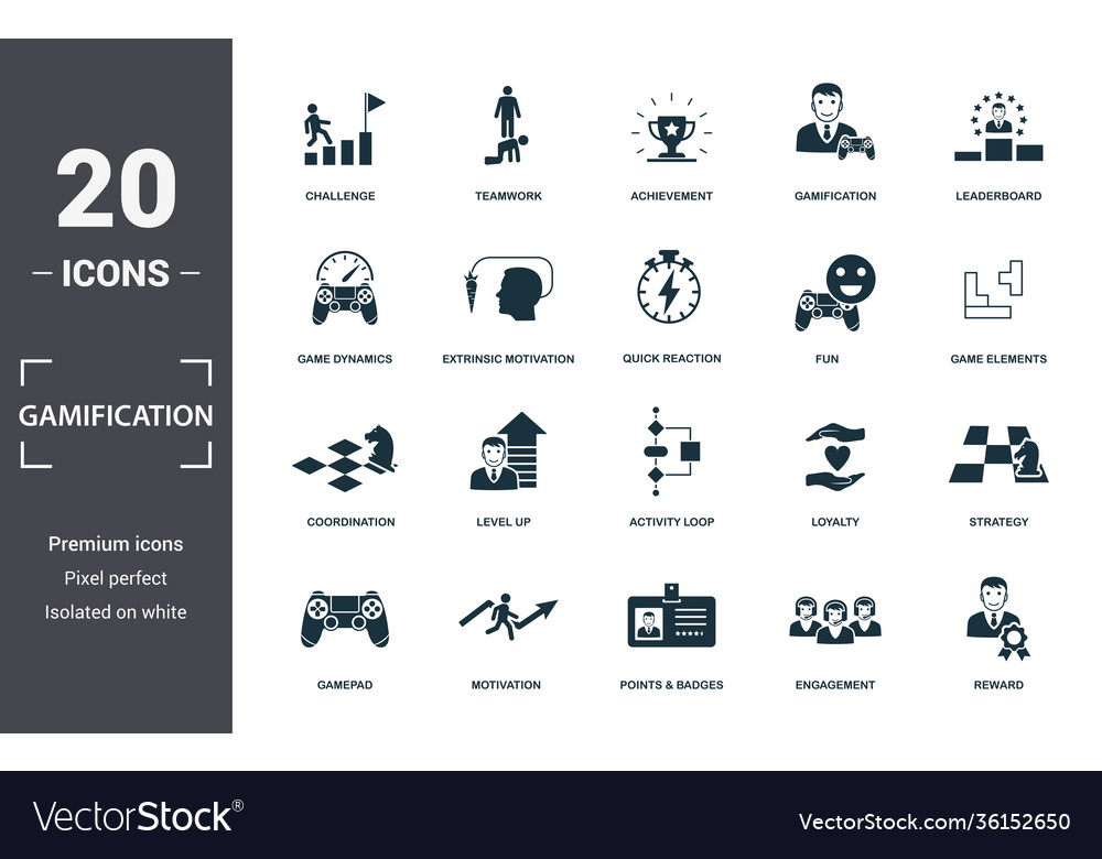 Gamification icon set contain filled flat game Vector Image