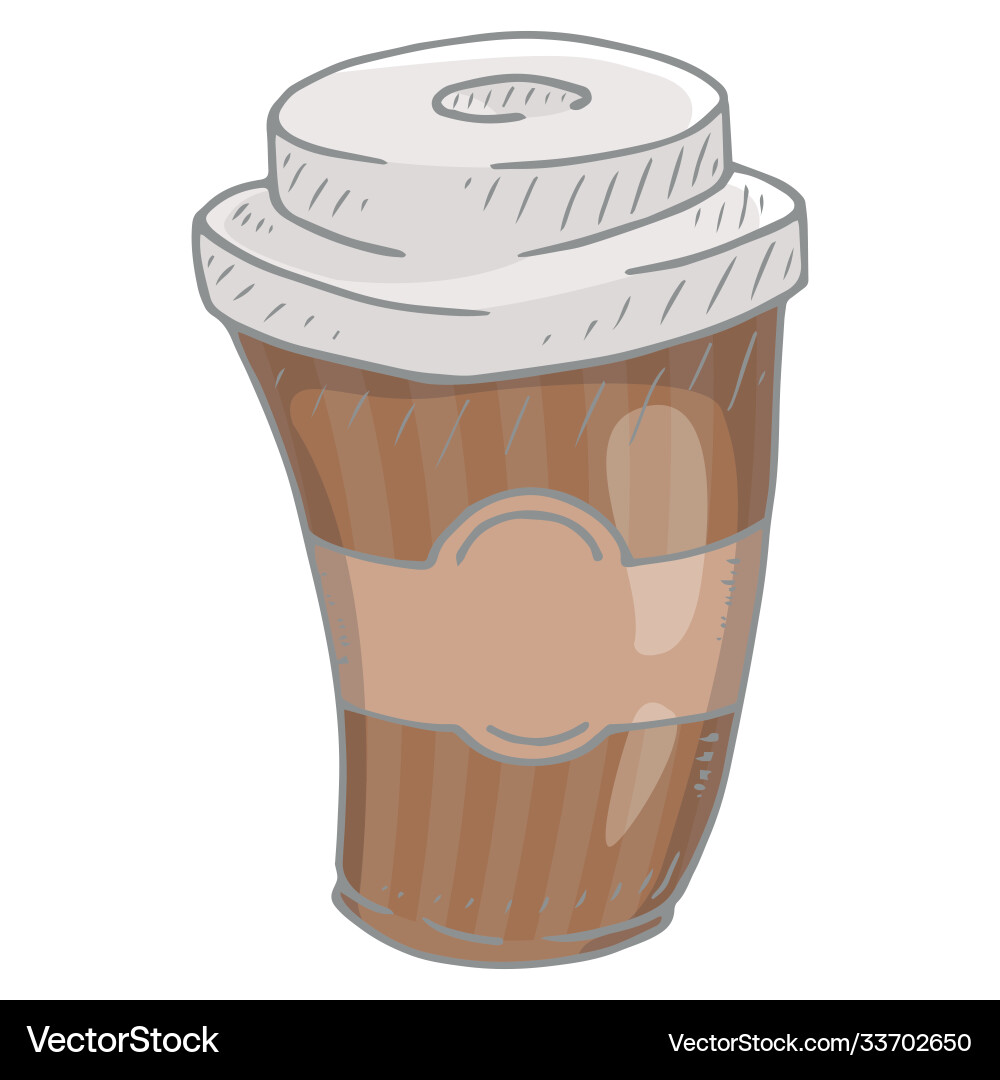 Hand drawn paper cup tea plastic paper cup Vector Image