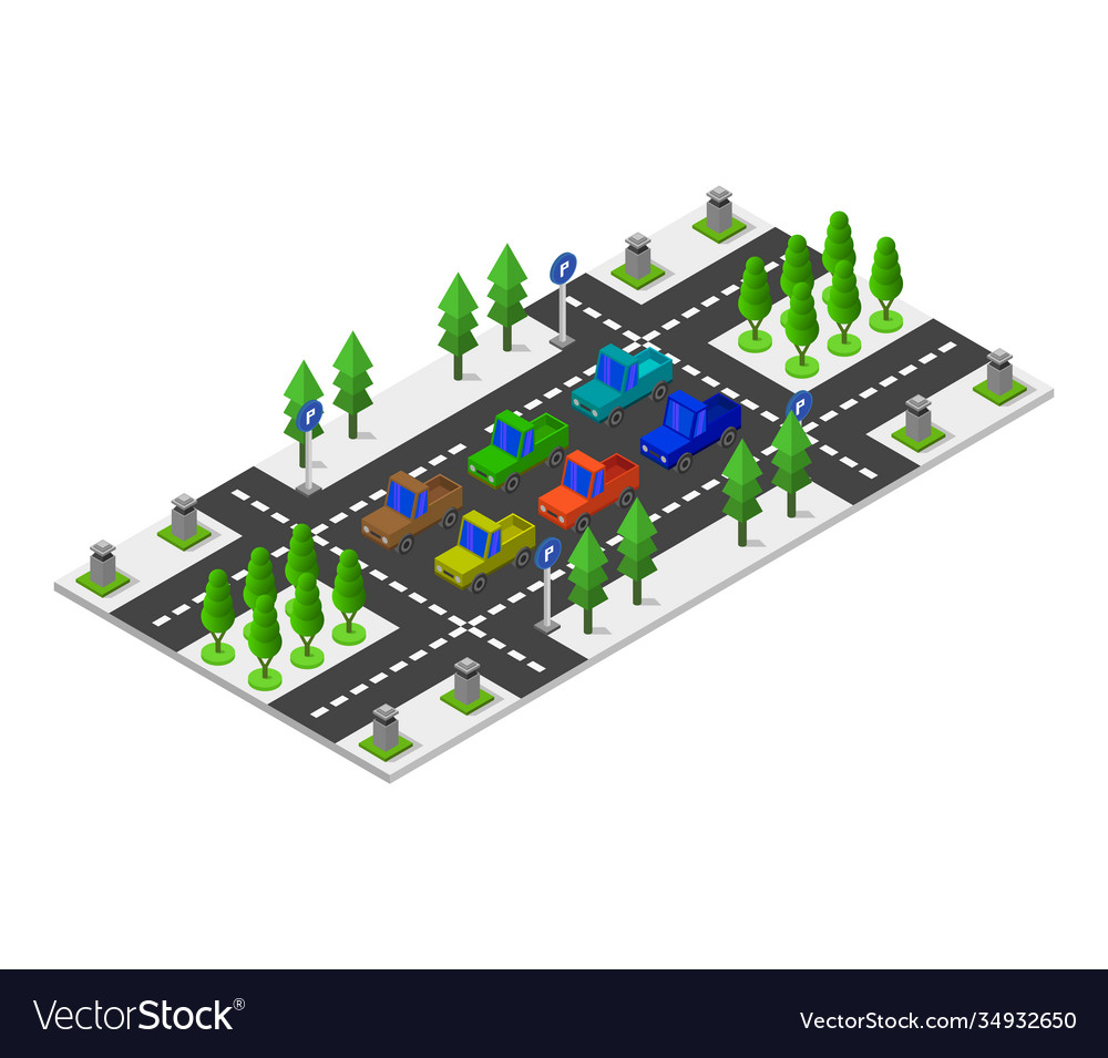 Isometric parking in on white background