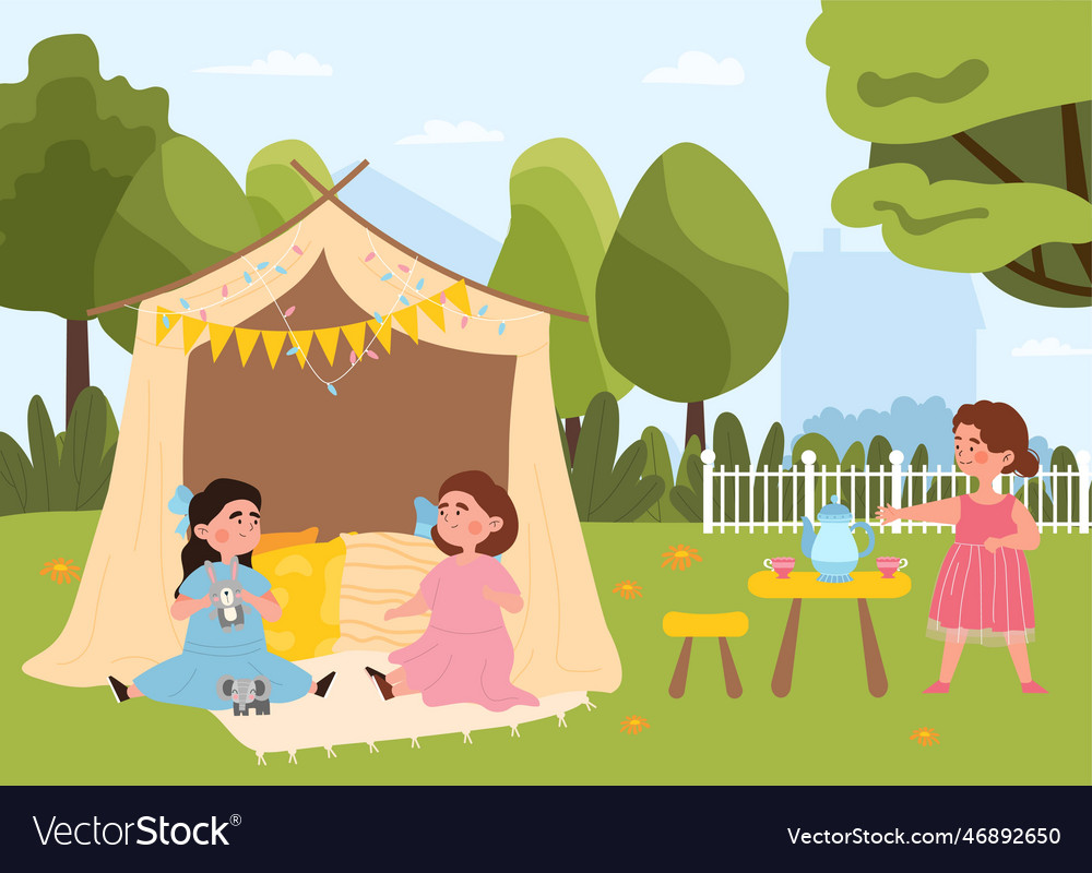 Kids in teepee tent