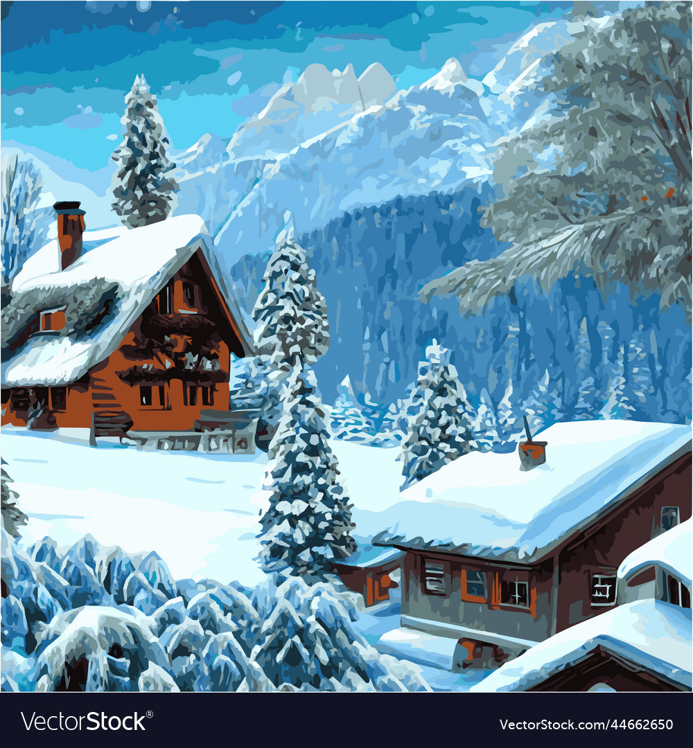 Winter Berglandschaft mit Holzhaus