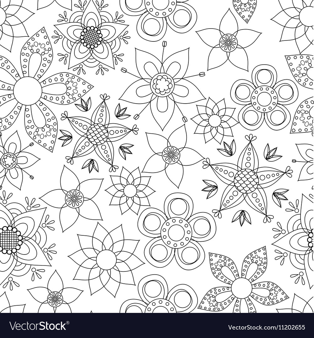 Fantasy flowers coloring Royalty Free Vector Image