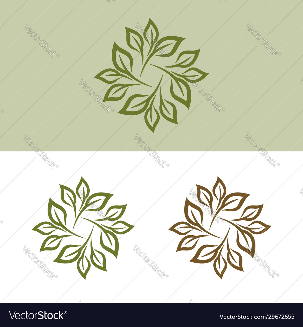 Green leaves flower logo template design eps 10 Vector Image