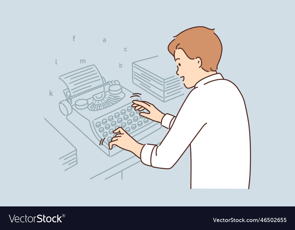 Motivated male author type on machine