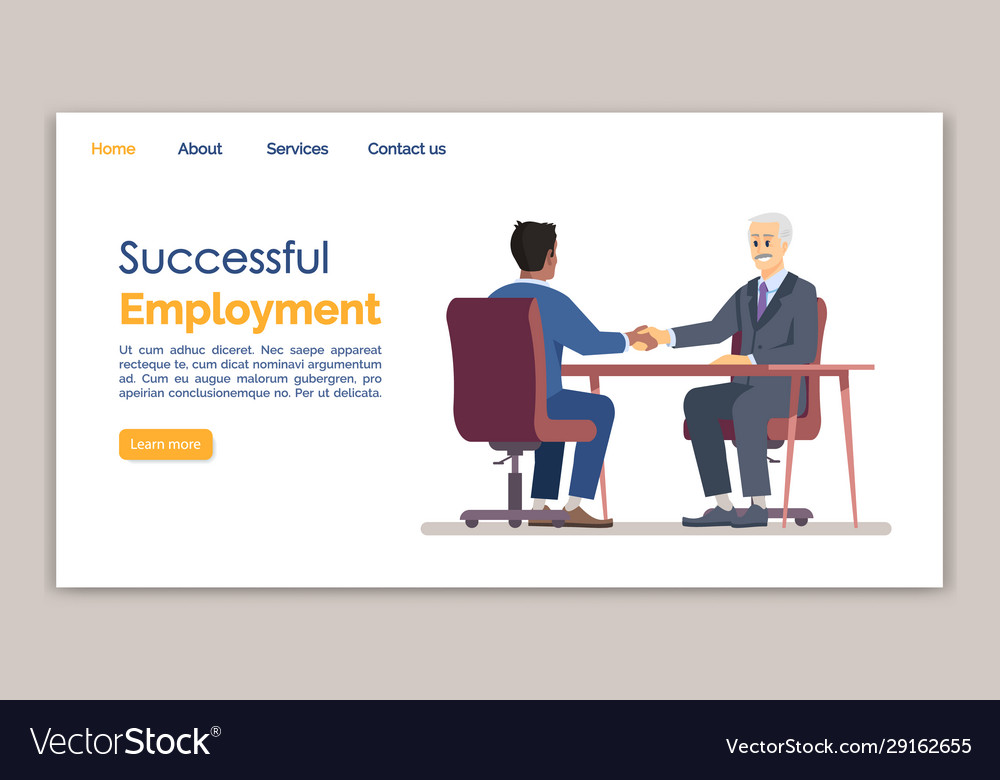 Successful employment landing page template hr Vector Image