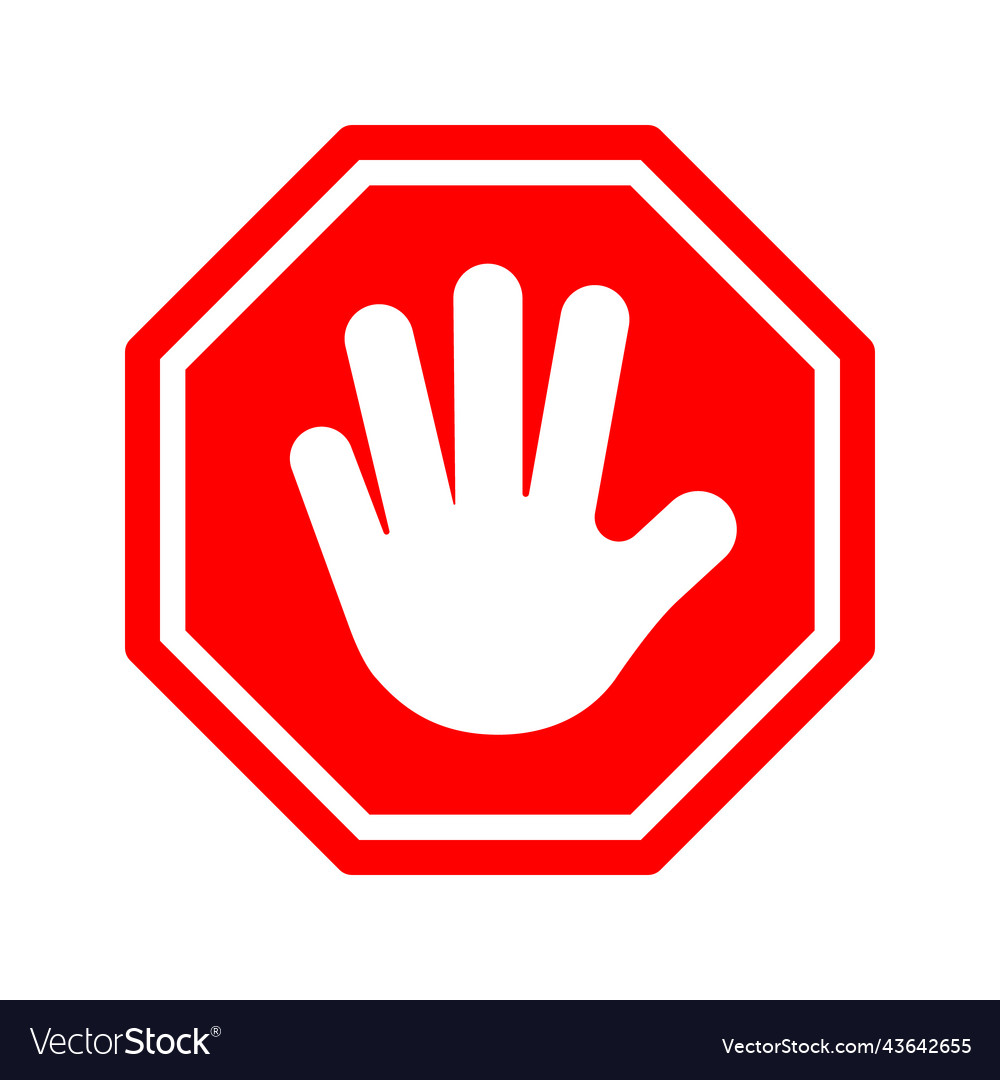 Traffic prohibition hand sign stop Royalty Free Vector Image