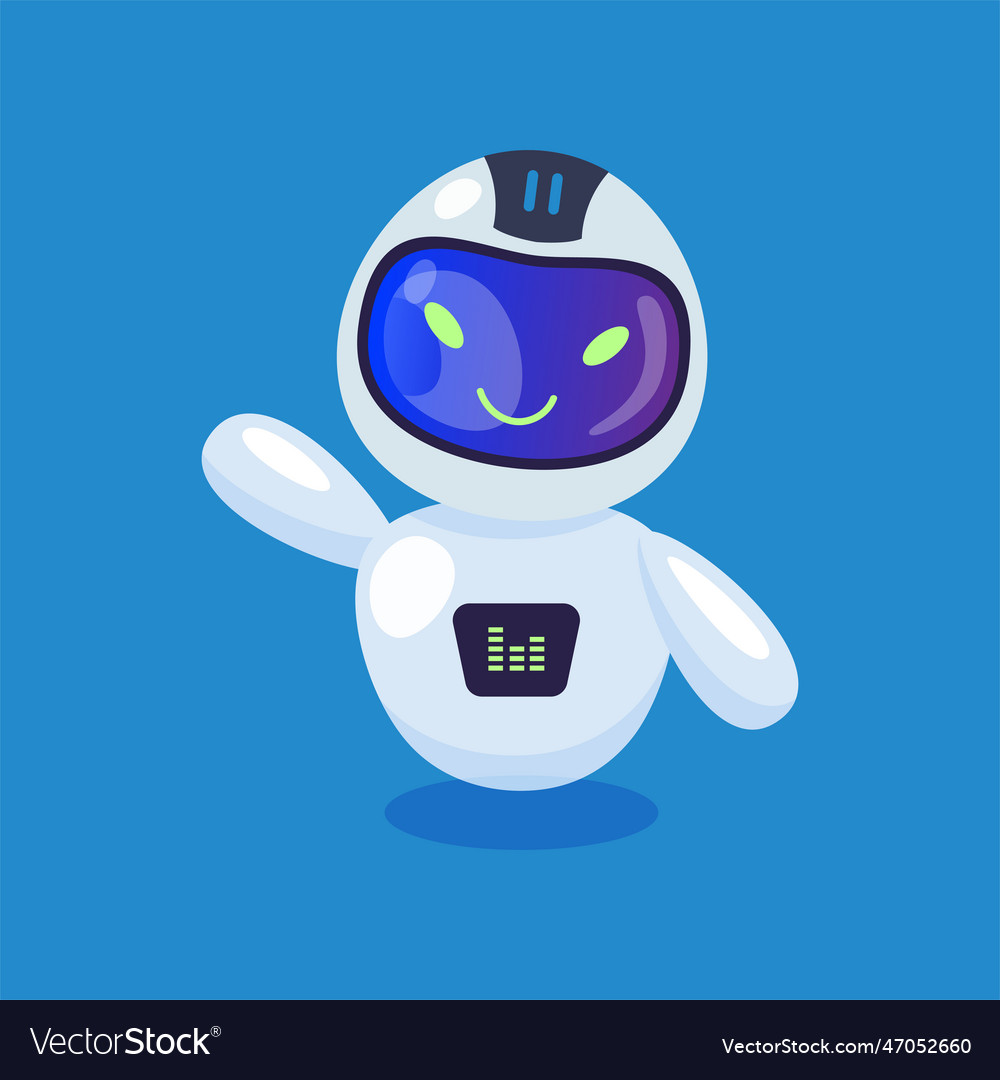 Cute chatbot or robot waving cartoon Royalty Free Vector