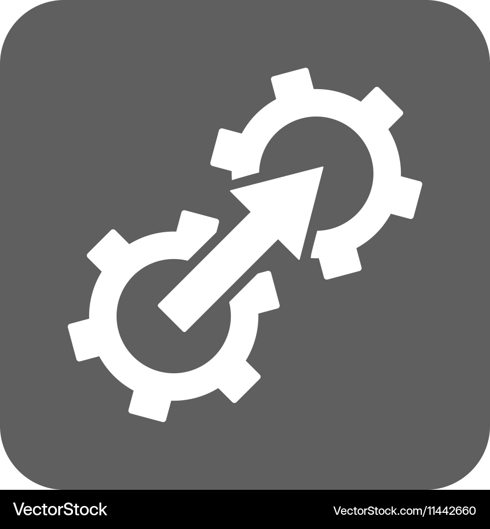Gear integration flat squared icon Royalty Free Vector Image