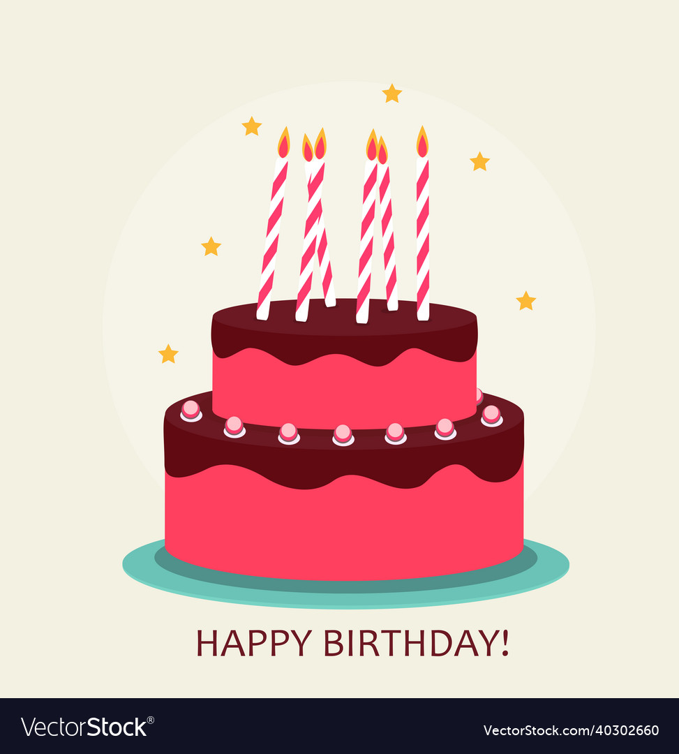 Happy birthday poster background with cake Vector Image