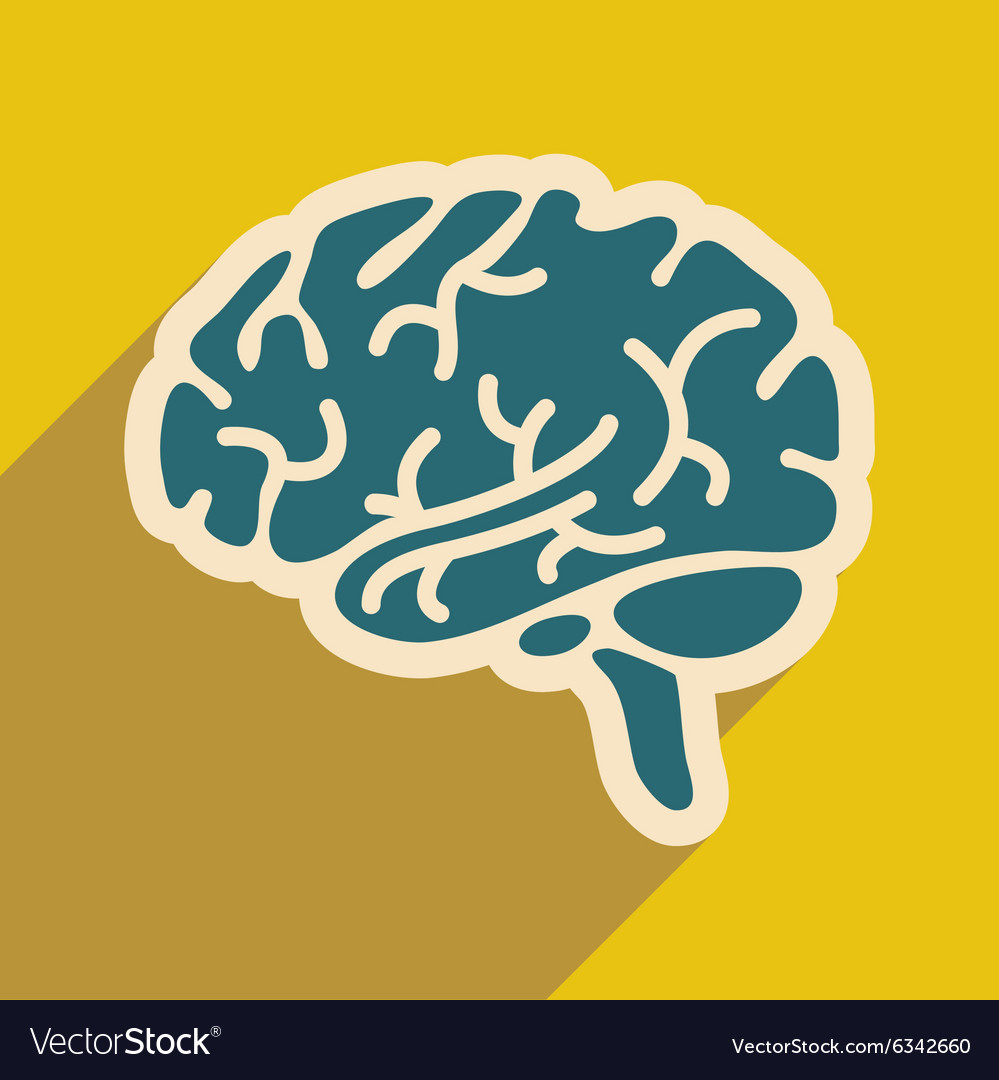 Icon of human brain in flat style Royalty Free Vector Image