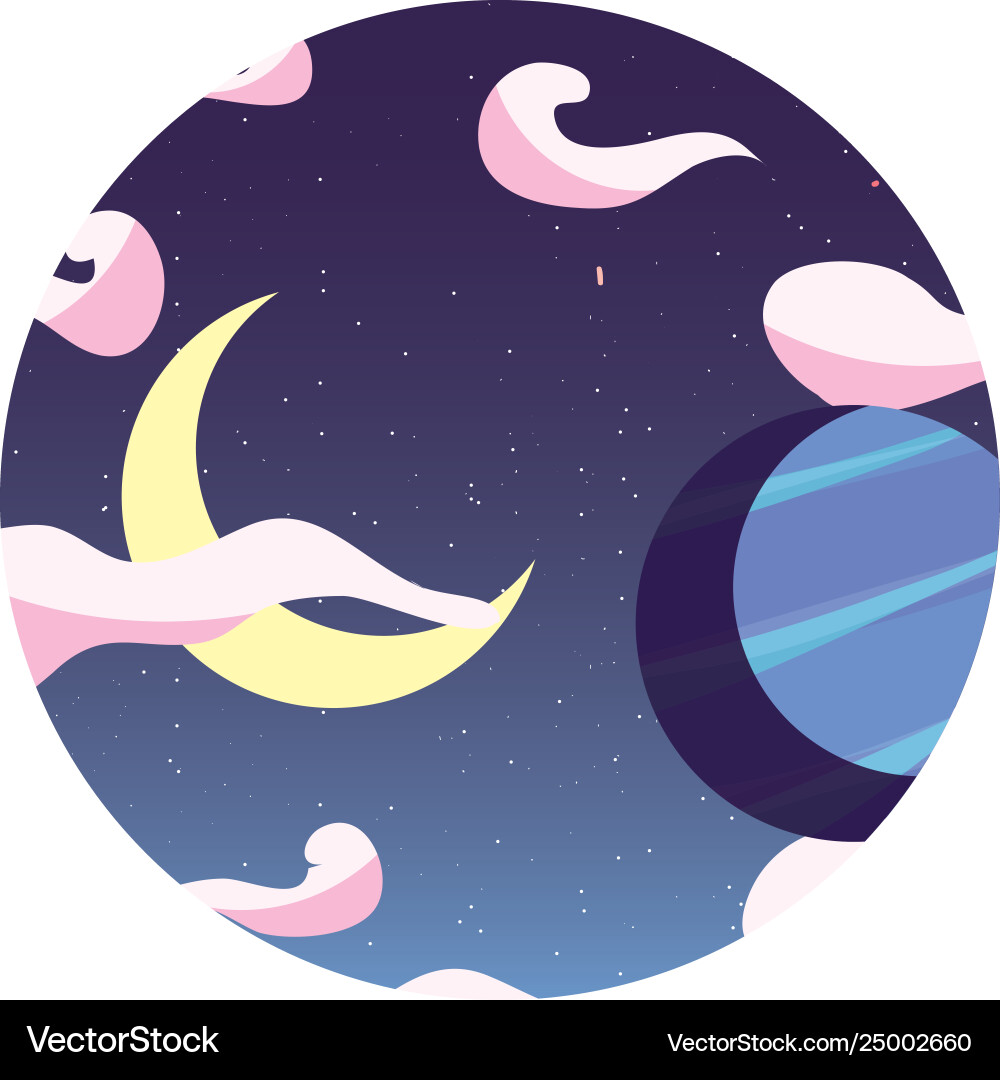 Moon planet cloud sky Royalty Free Vector Image