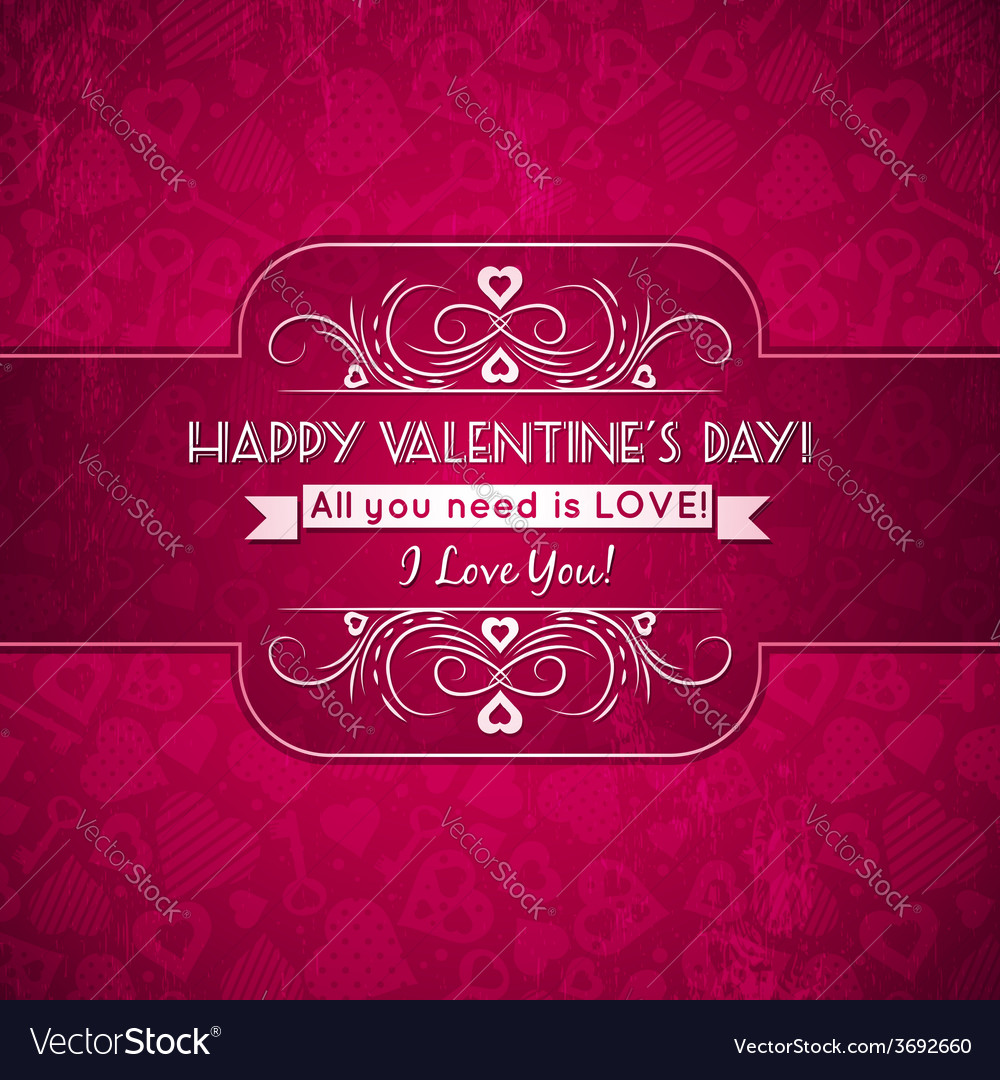 Red valentines day greeting card with hearts