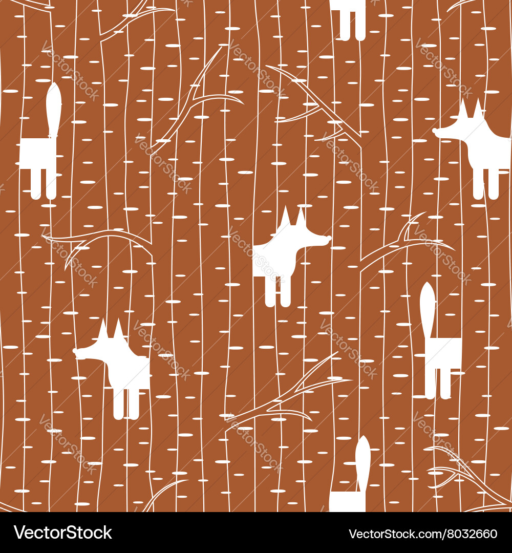 Seamless pattern with fox in forest Royalty Free Vector