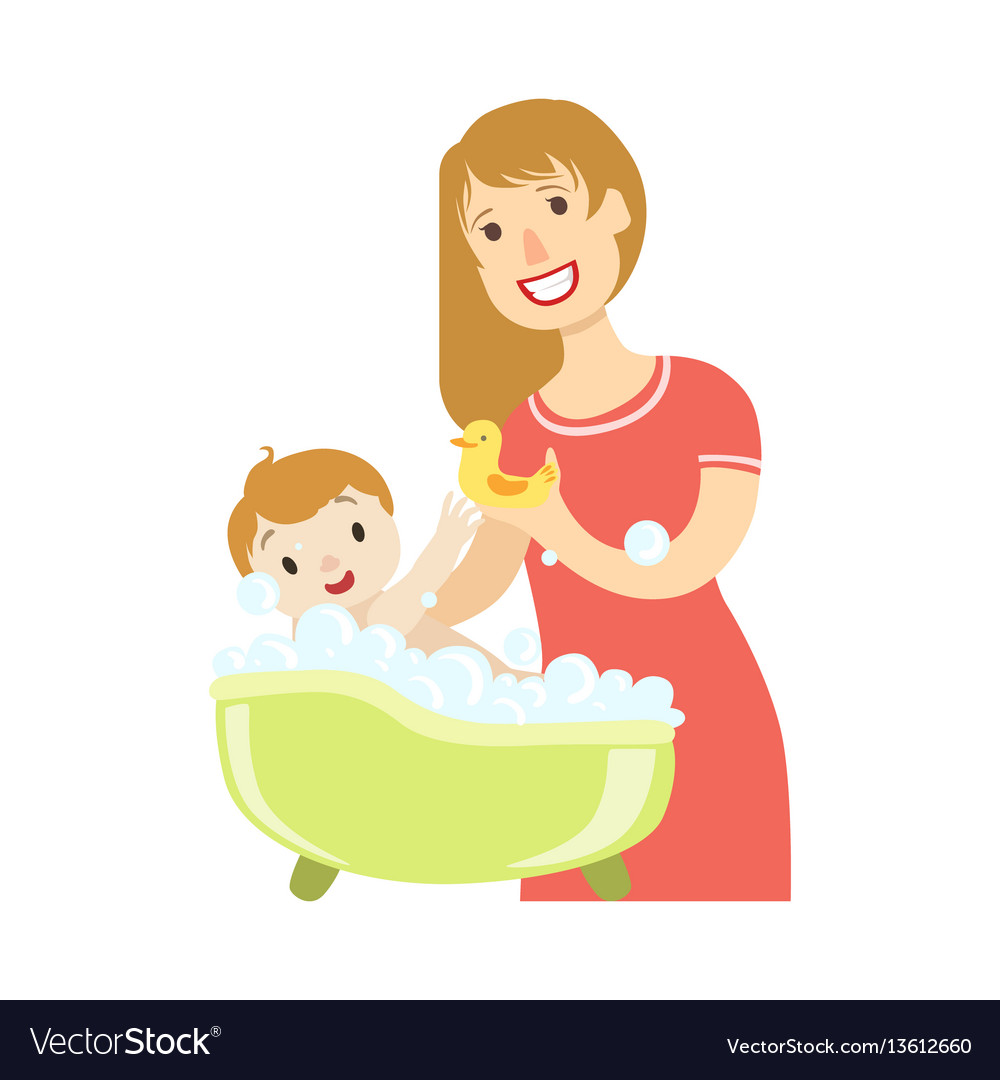 giving bath to baby