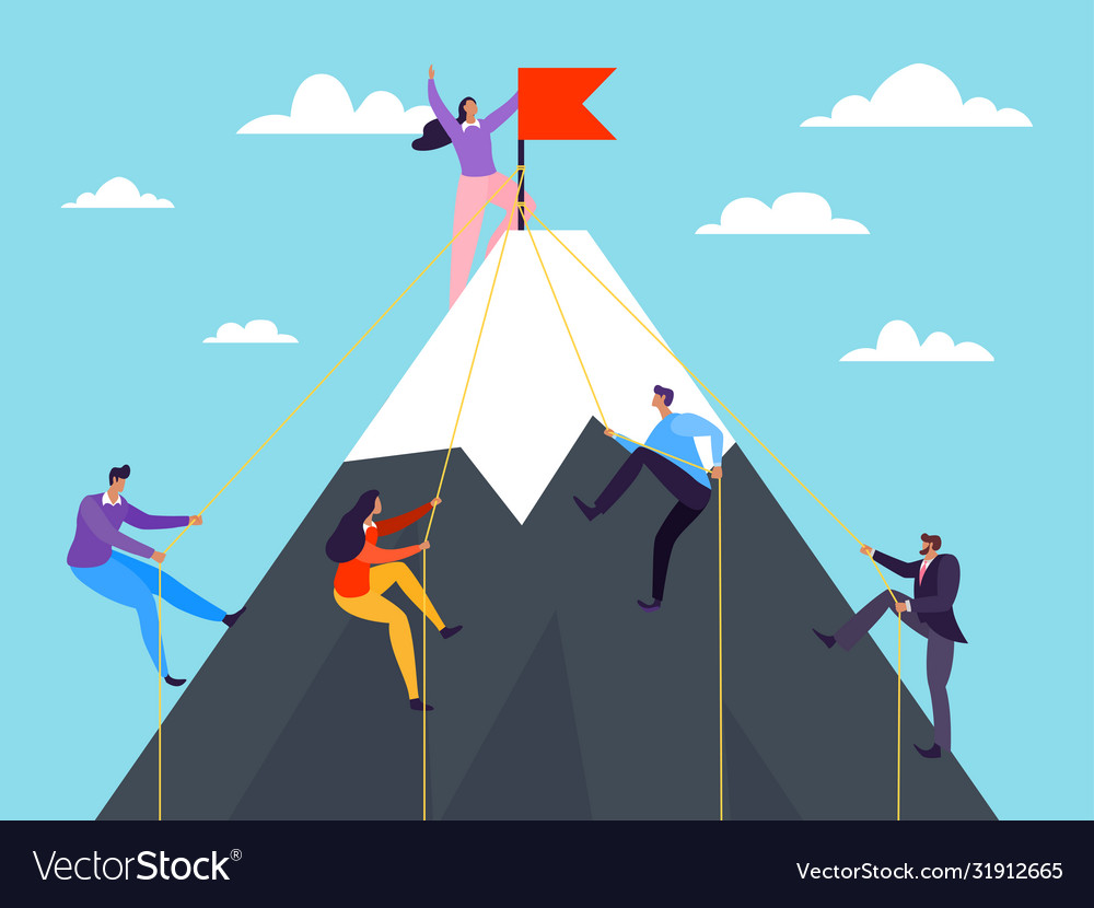 Business people climbing on mountain Royalty Free Vector