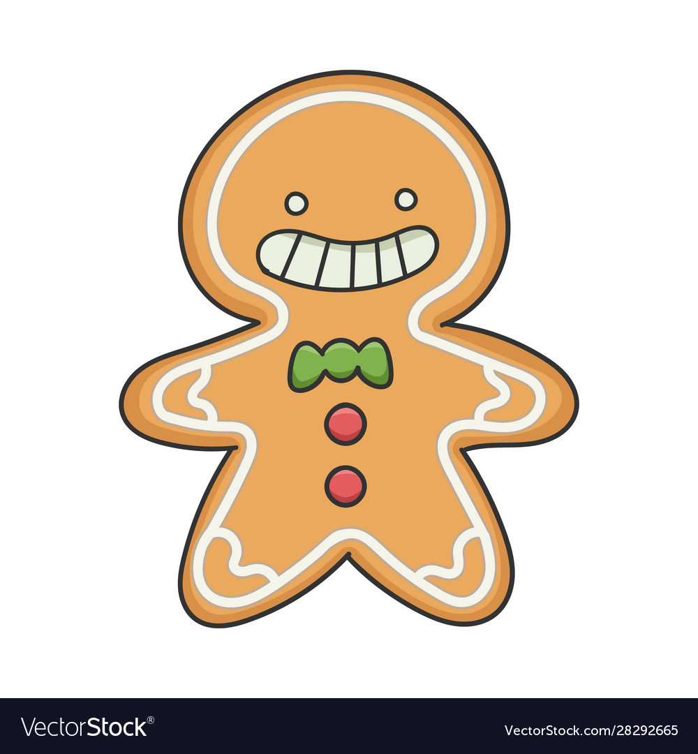 Happy smiling christmas ginger bread cookie Vector Image