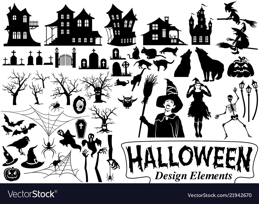 Halloween design elements vector image Halloween design elements
