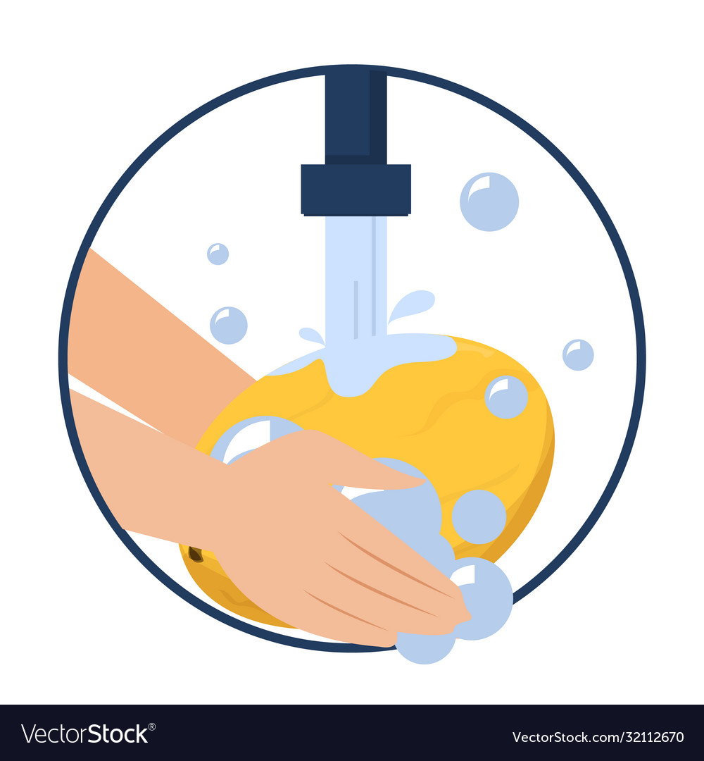 Hand washing melon isolated wash fruits Royalty Free Vector