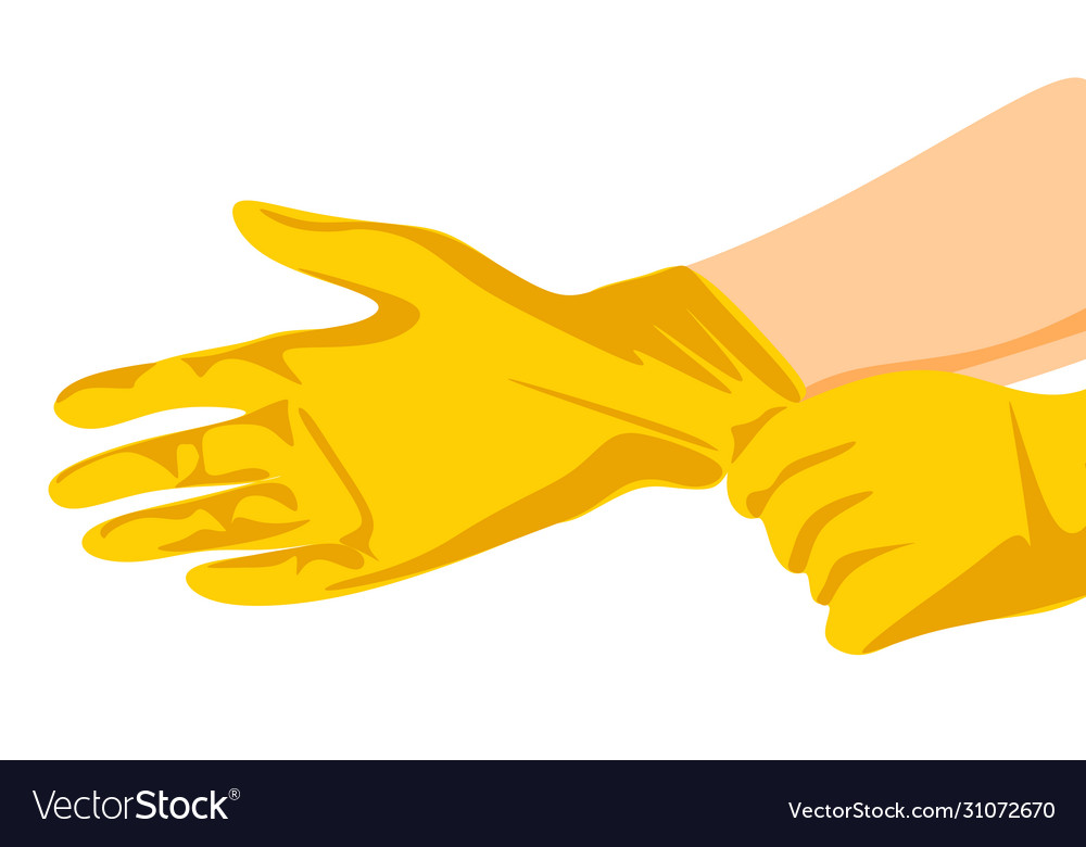 Putting latex on gloves protective yellow