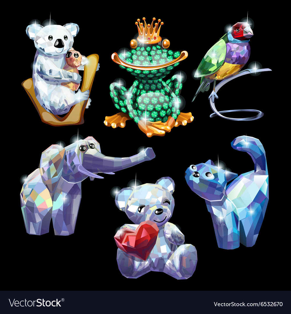 Set of animals made of precious stones Royalty Free Vector Set of animals made of precious stones Royalty Free Vector