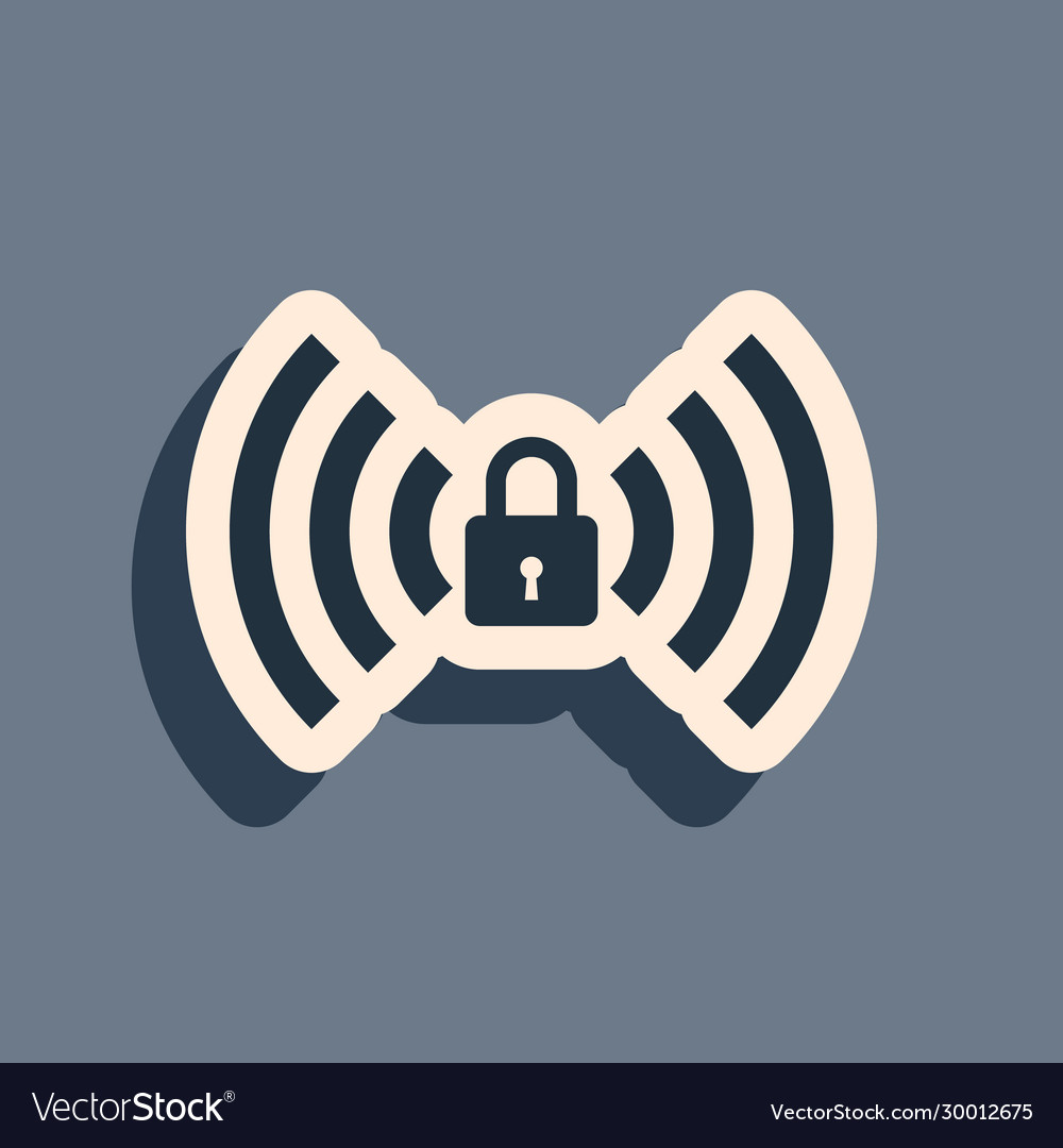 Black wifi locked sign icon isolated on grey