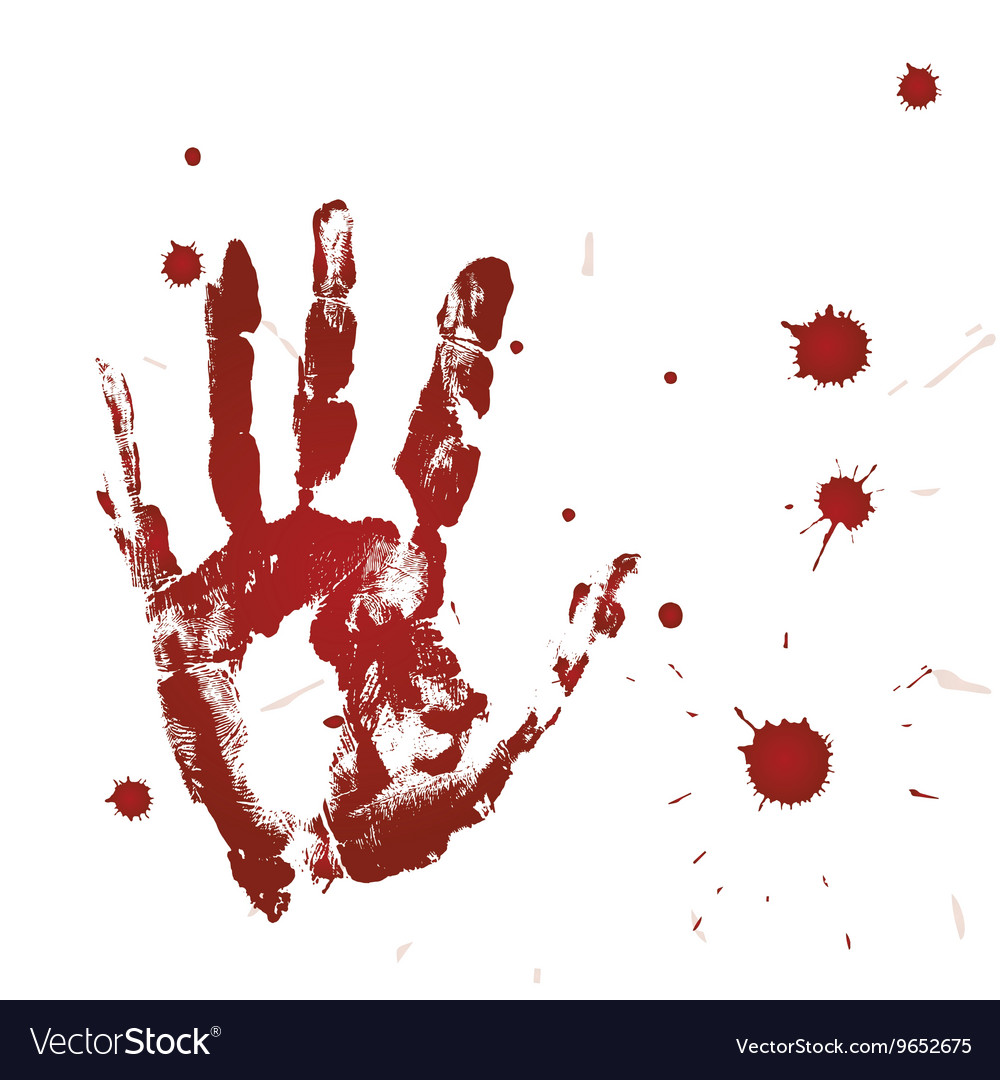 Blood print a hand and bloodstains Royalty Free Vector Image