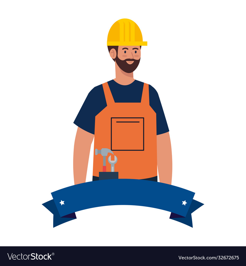 Builder man Royalty Free Vector Image - VectorStock