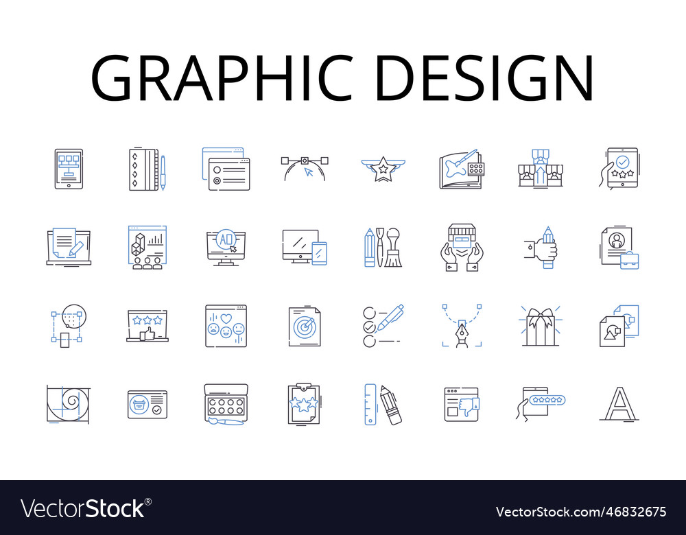 Graphic design line icons collection web