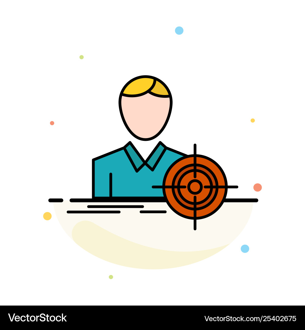 Man focus target goal abstract flat color icon Vector Image